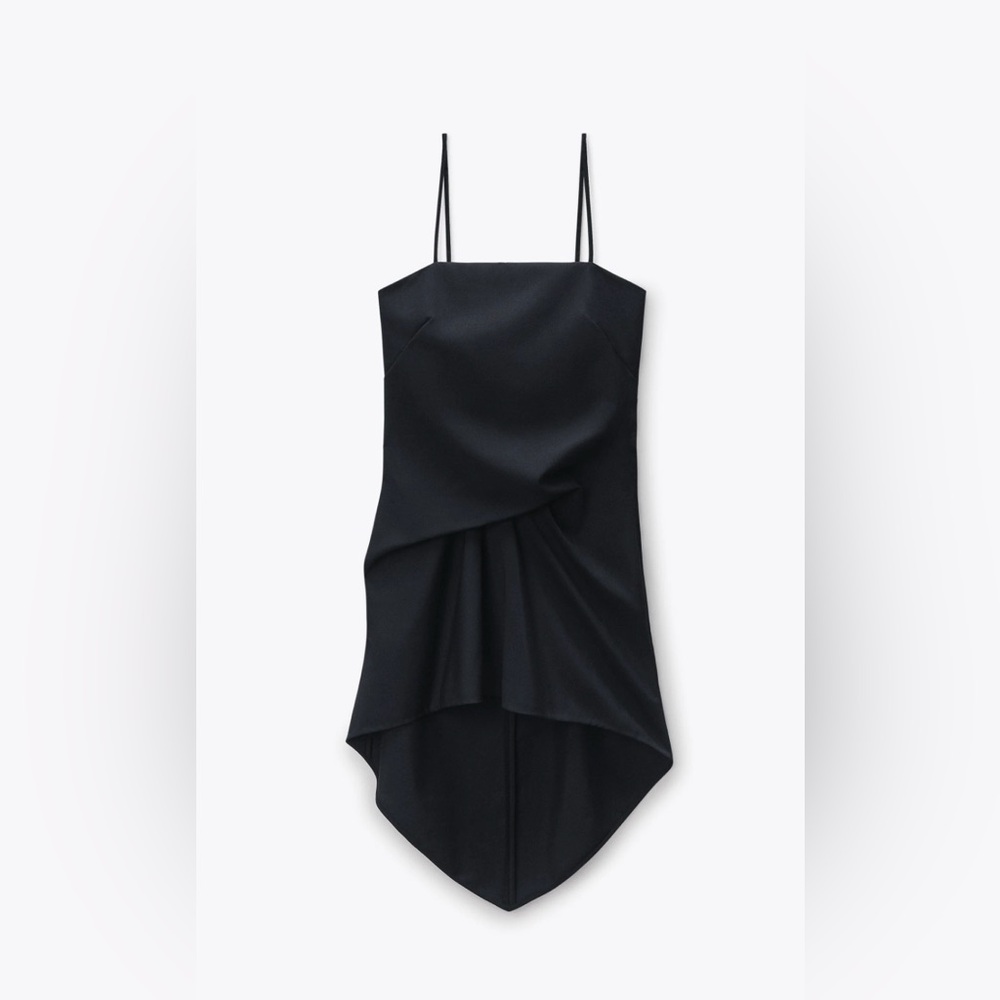 Alexander Wang Black Wool Mohair Tucked Hem Dress